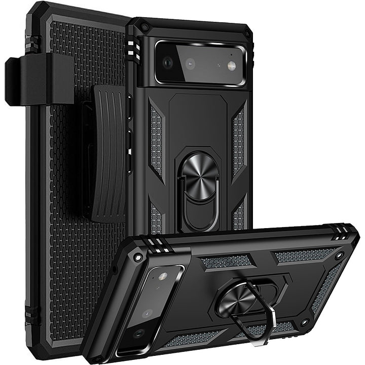 SaharaCase - Kickstand with Belt Clip Case for Google Pixel 6 - Black_3