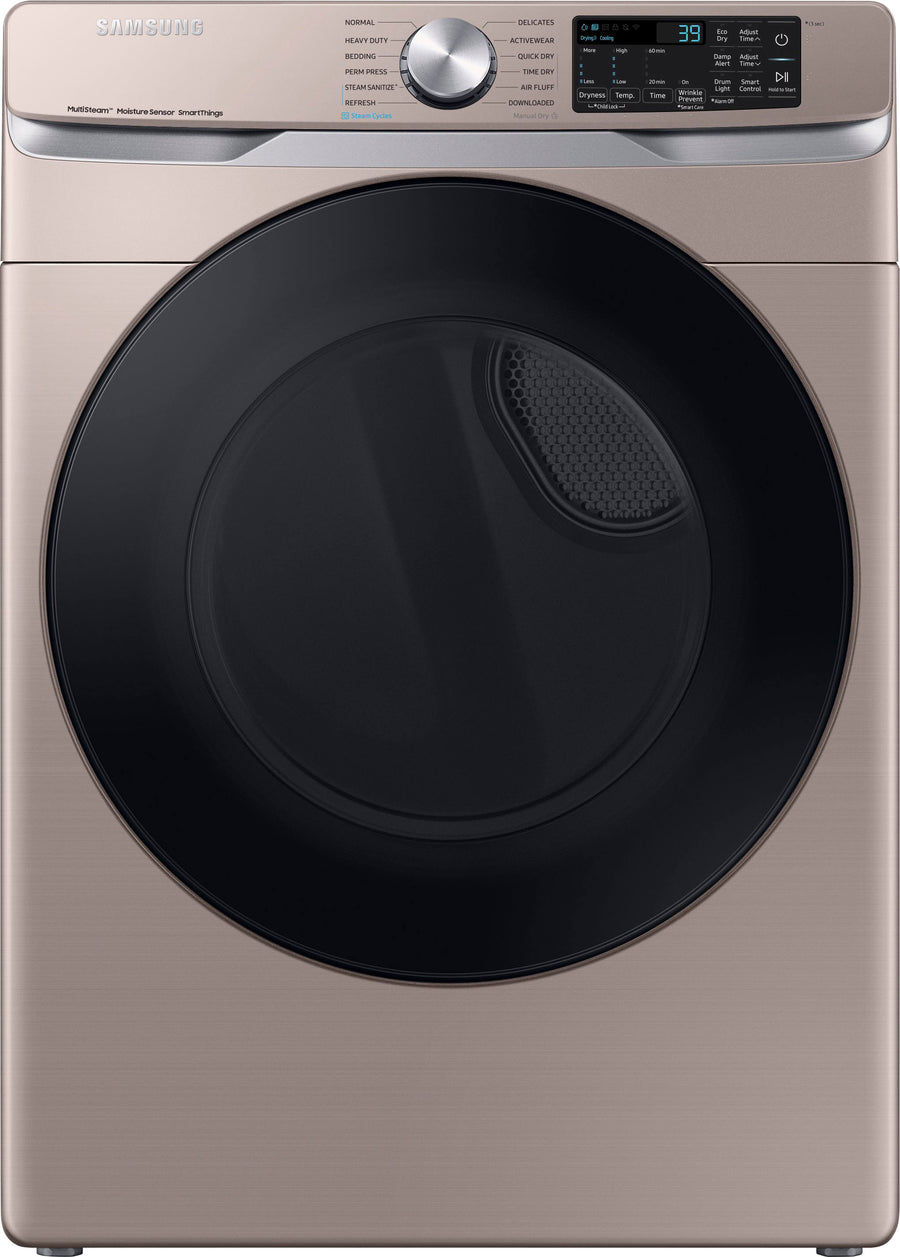 Samsung - 7.5 cu. ft. Smart Electric Dryer with Steam Sanitize+ - Champagne_0