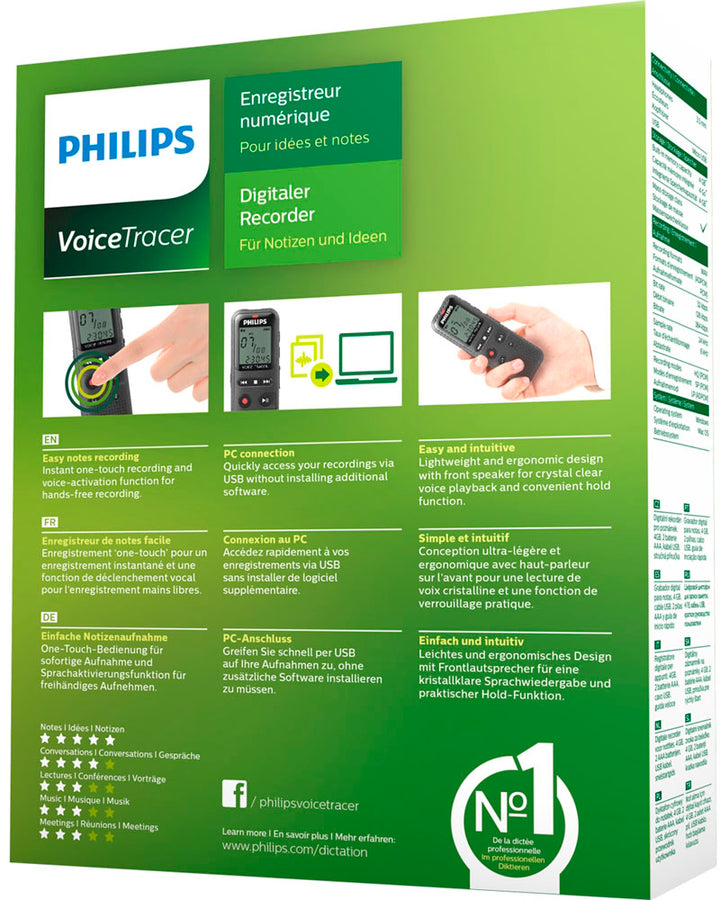 Philips VoiceTracer Digital Voice Recorder 8 GB DVT1160 - Black_3