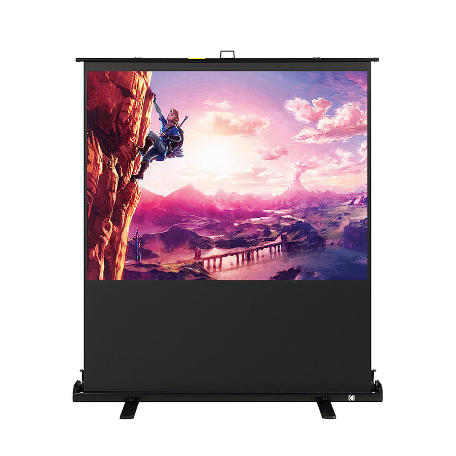 Kodak - 80" Projector Screen, Pull Up Projector Screen and Stand, Portable Projector Screen with Handle and Carrying Case - Black/White_0