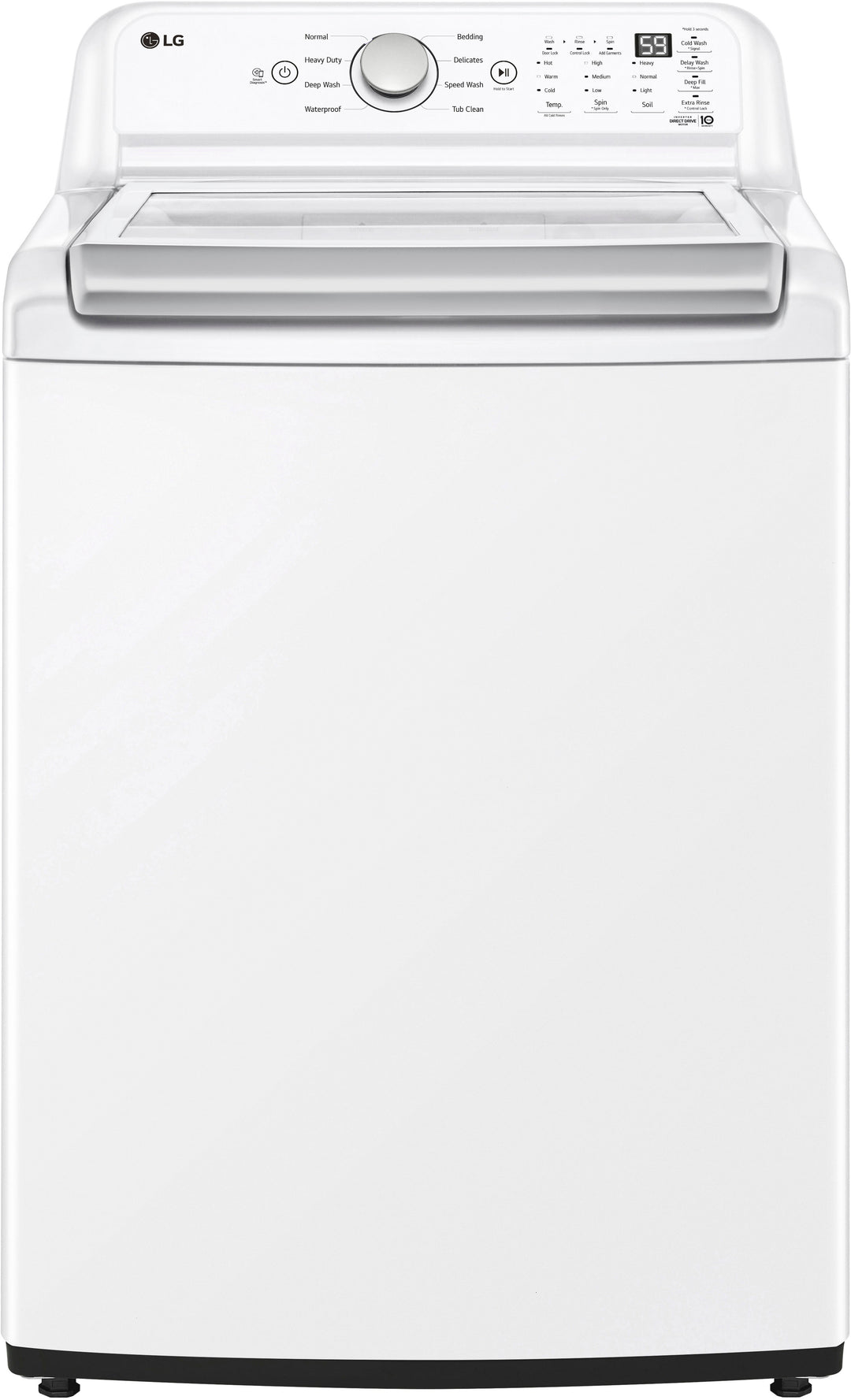 LG - 4.8 Cu. Ft. High-Efficiency Smart Top Load Washer with 4 Way Agitator and TurboDrum - White_0