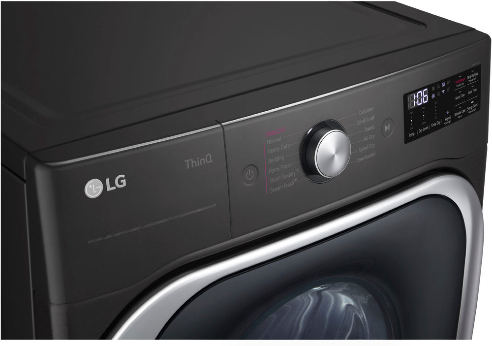 LG - 9.0 Cu. Ft. Stackable Smart Electric Dryer with Steam and Built-In Intelligence - Black steel_1