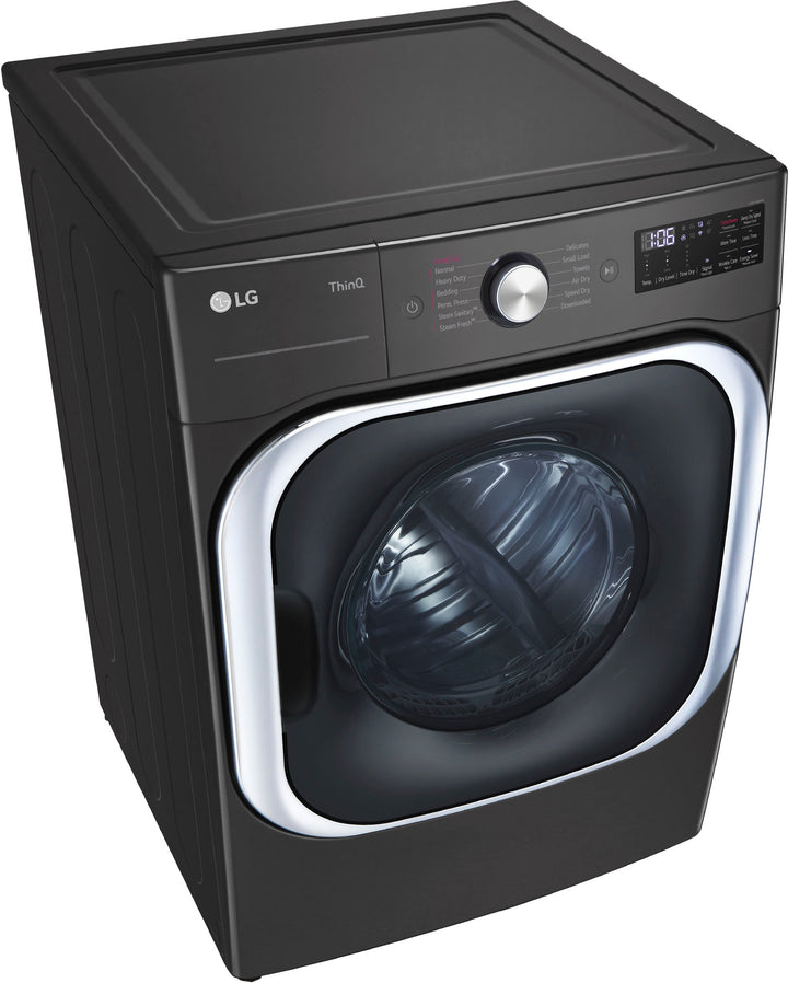 LG - 9.0 Cu. Ft. Stackable Smart Electric Dryer with Steam and Built-In Intelligence - Black steel_6