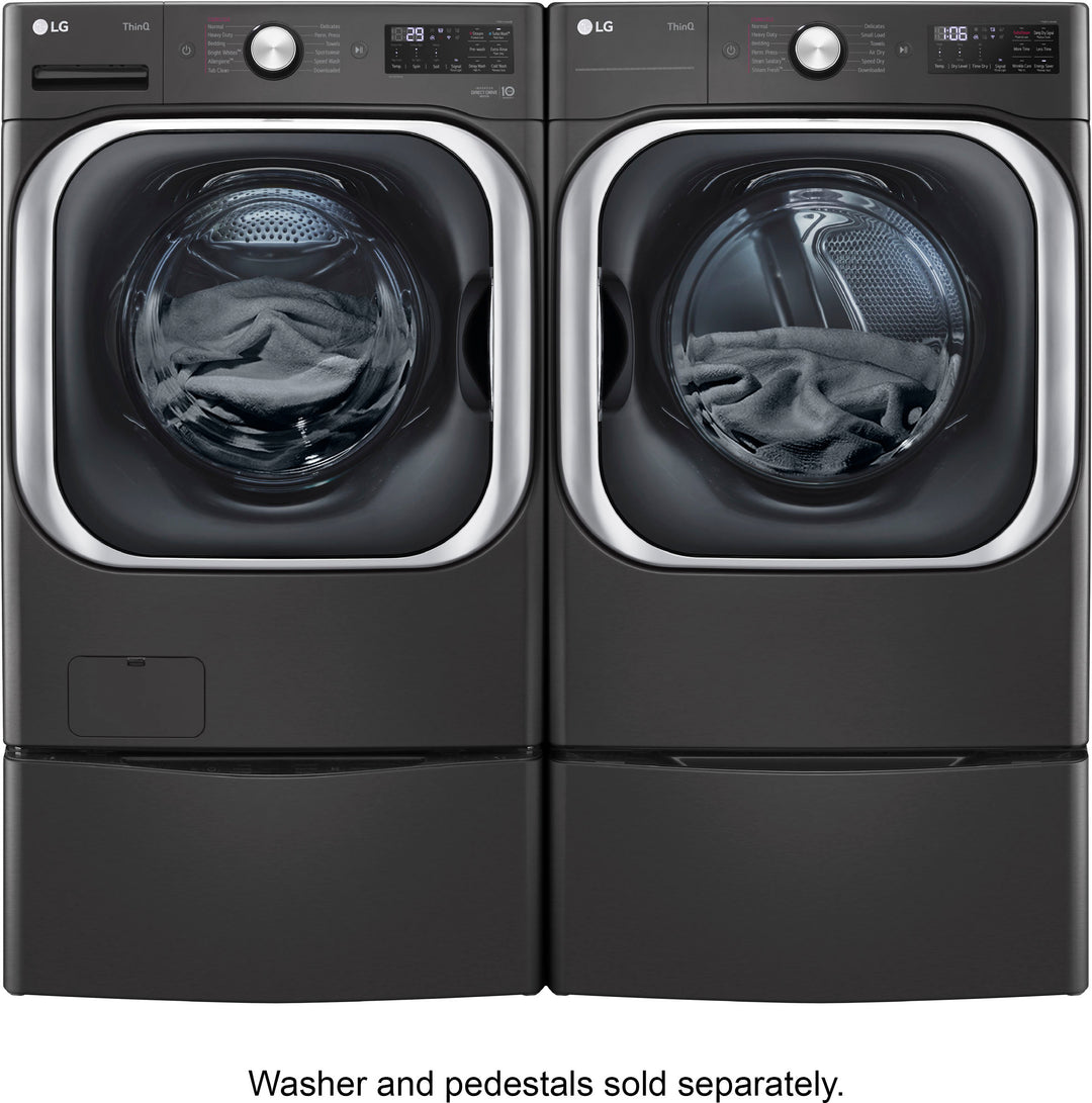LG - 9.0 Cu. Ft. Stackable Smart Electric Dryer with Steam and Built-In Intelligence - Black steel_2