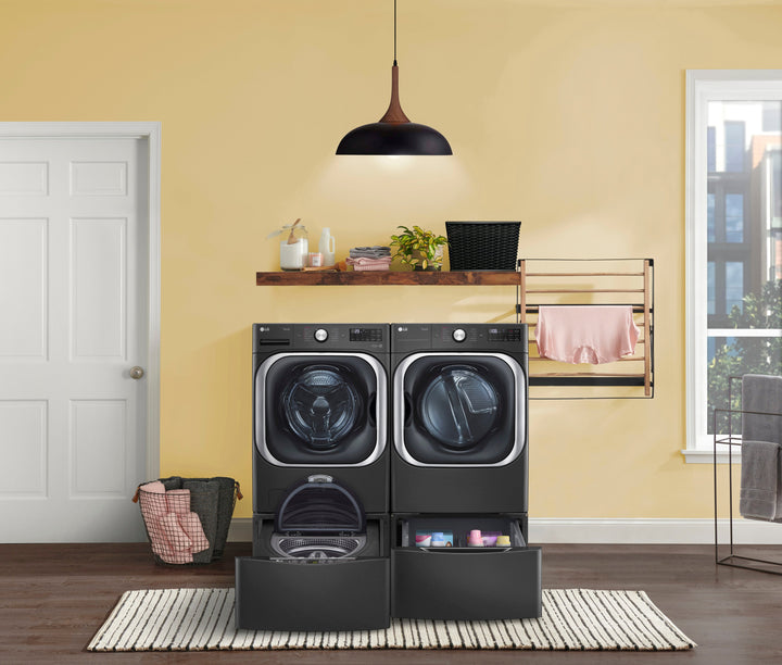 LG - 9.0 Cu. Ft. Stackable Smart Electric Dryer with Steam and Built-In Intelligence - Black steel_13