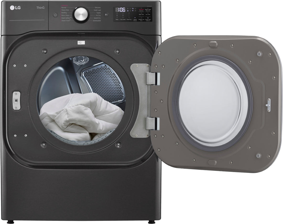 LG - 9.0 Cu. Ft. Stackable Smart Electric Dryer with Steam and Built-In Intelligence - Black steel_12
