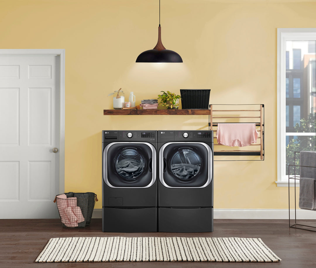 LG - 5.2 Cu. Ft. High-Efficiency Stackable Smart Front Load Washer with Steam and TurboWash - Black steel_2