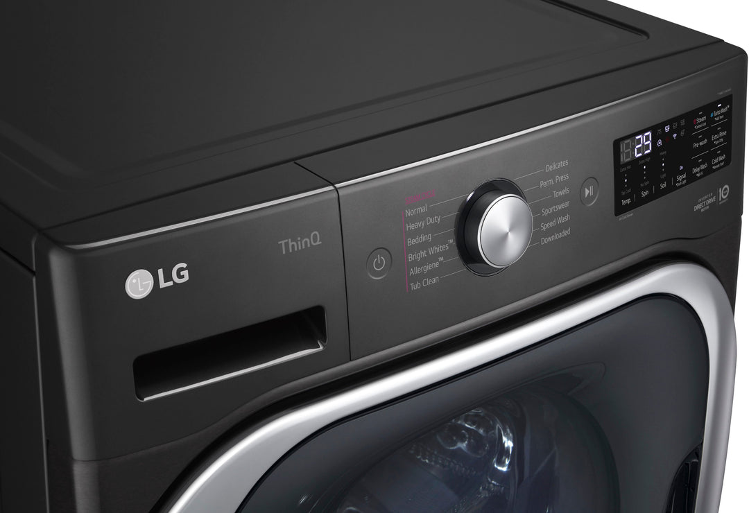 LG - 5.2 Cu. Ft. High-Efficiency Stackable Smart Front Load Washer with Steam and TurboWash - Black steel_9