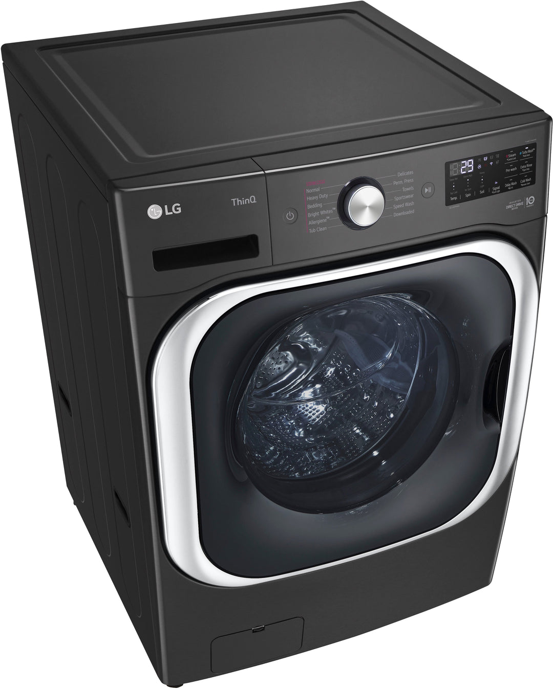 LG - 5.2 Cu. Ft. High-Efficiency Stackable Smart Front Load Washer with Steam and TurboWash - Black steel_13