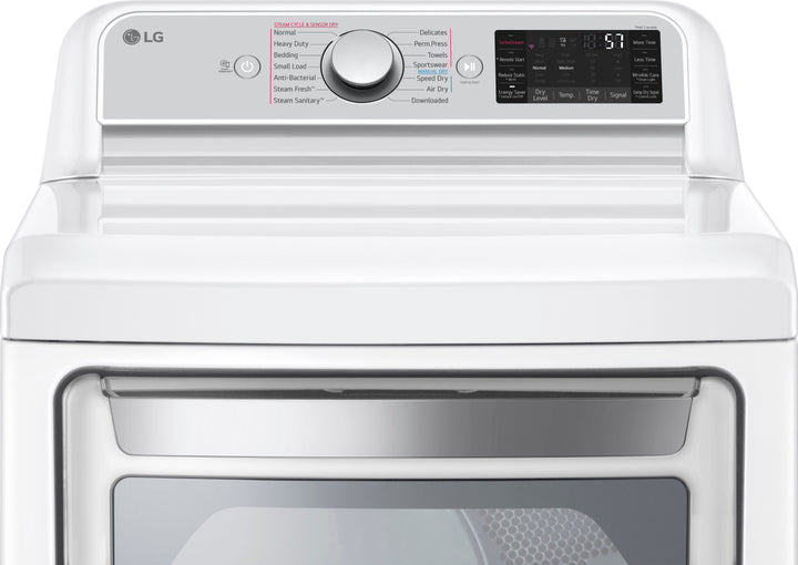 LG - 7.3 Cu. Ft. Smart Gas Dryer with Steam and Sensor Dry - White_7