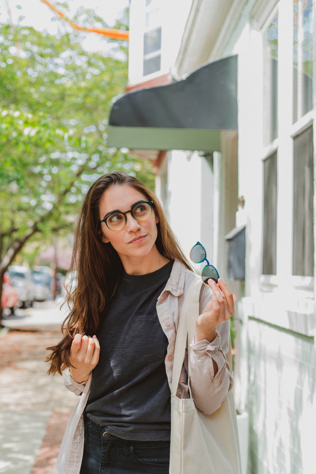 Wavebalance - BlueDuo, Poet, Blue Light Reducing Glasses with Magnetic Sunglass Clip-On- Tie Dye - Blue & Yellow_5