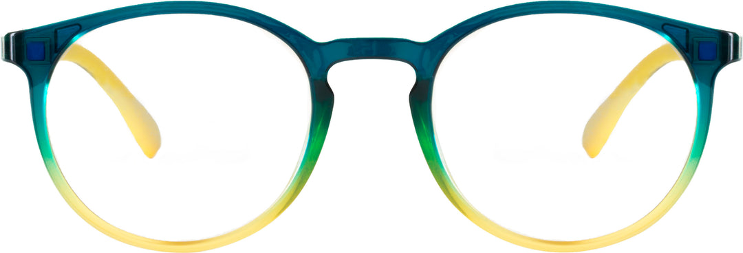 Wavebalance - BlueDuo, Poet, Blue Light Reducing Glasses with Magnetic Sunglass Clip-On- Tie Dye - Blue & Yellow_3