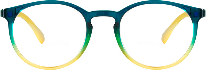 Wavebalance - BlueDuo, Poet, Blue Light Reducing Glasses with Magnetic Sunglass Clip-On- Tie Dye - Blue & Yellow_3