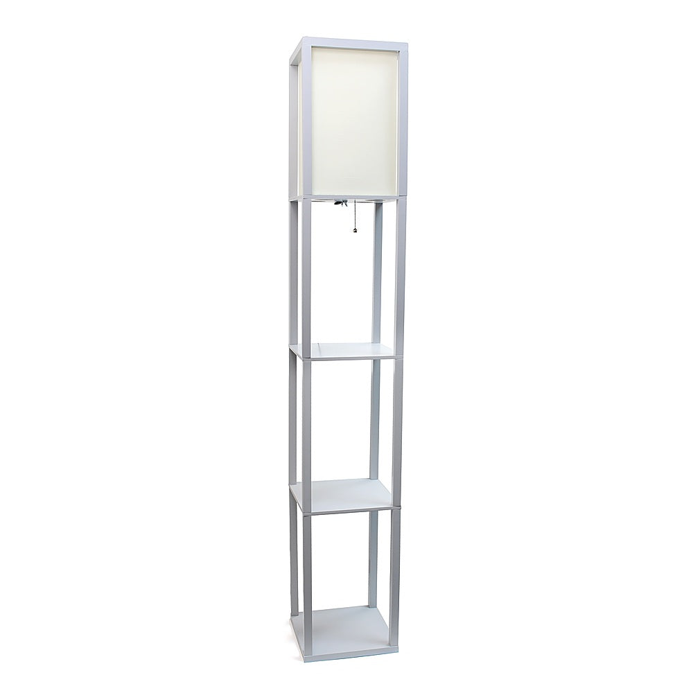 Lalia Home - Column Shelf 1400lm Floor Lamp with Linen Shade - GRAY_1