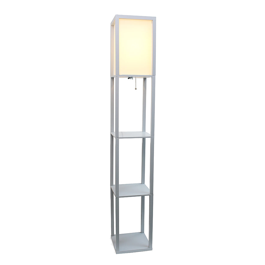 Lalia Home - Column Shelf 1400lm Floor Lamp with Linen Shade - GRAY_0