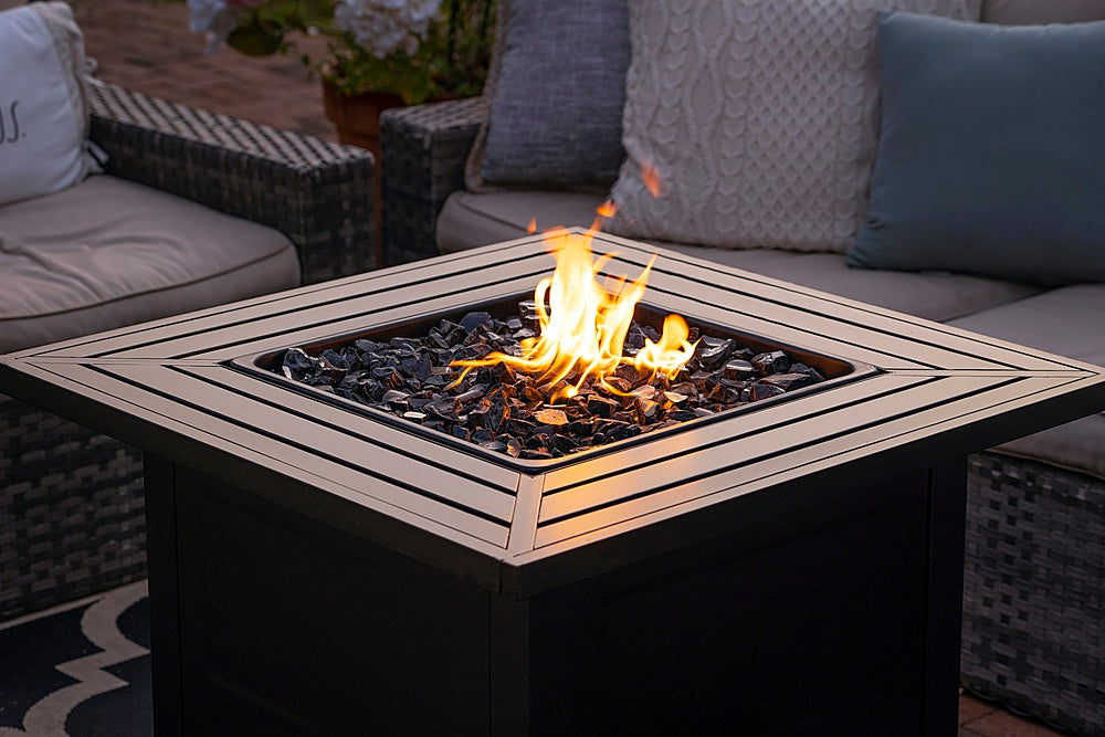 Mr. Bar-B-Q - Outdoor Fire Pit with Steel Mantel - Black_1