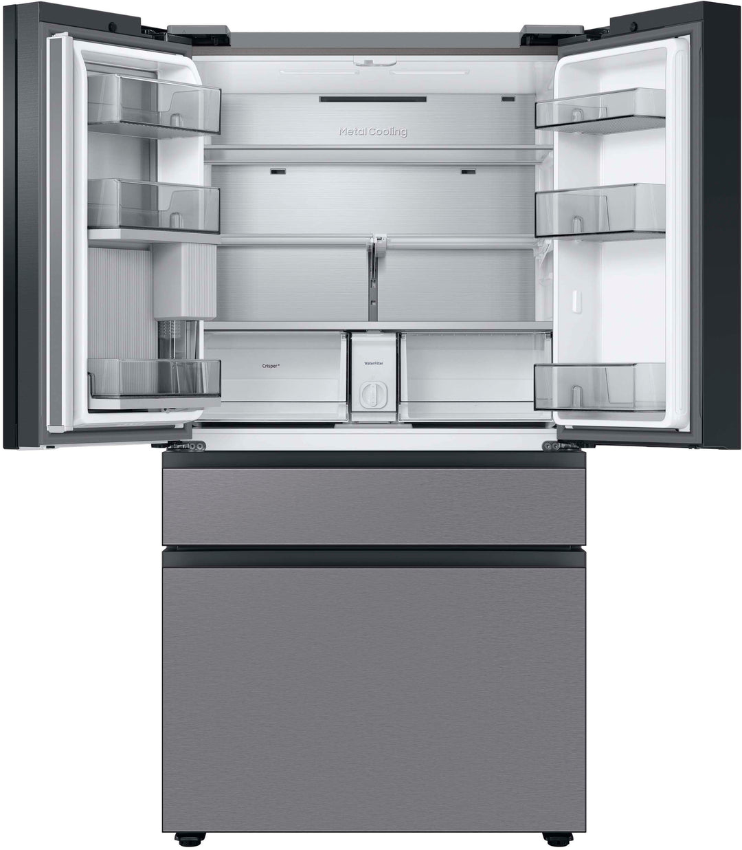 Samsung - Bespoke 23 cu. ft. Counter Depth 4-Door French Door Refrigerator with Beverage Center - Stainless steel_5