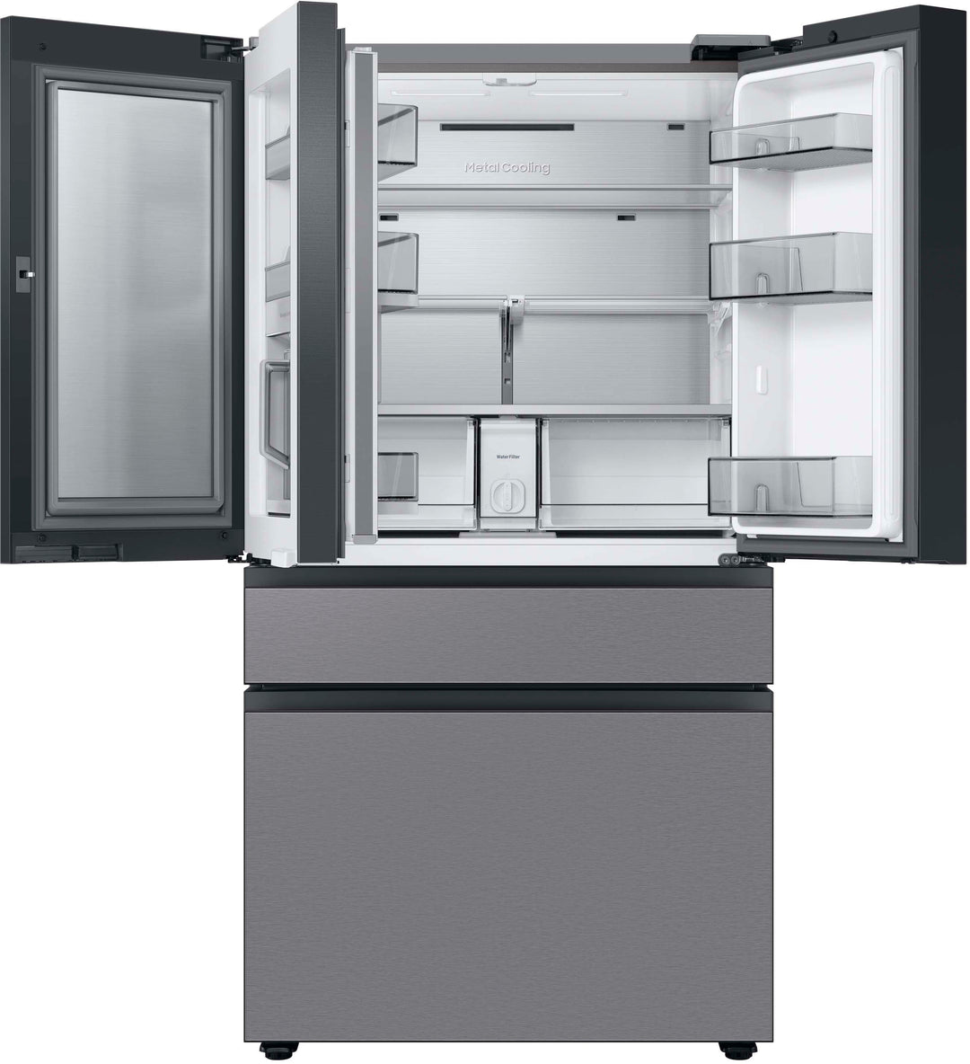 Samsung - Bespoke 23 cu. ft. Counter Depth 4-Door French Door Refrigerator with Beverage Center - Stainless steel_3