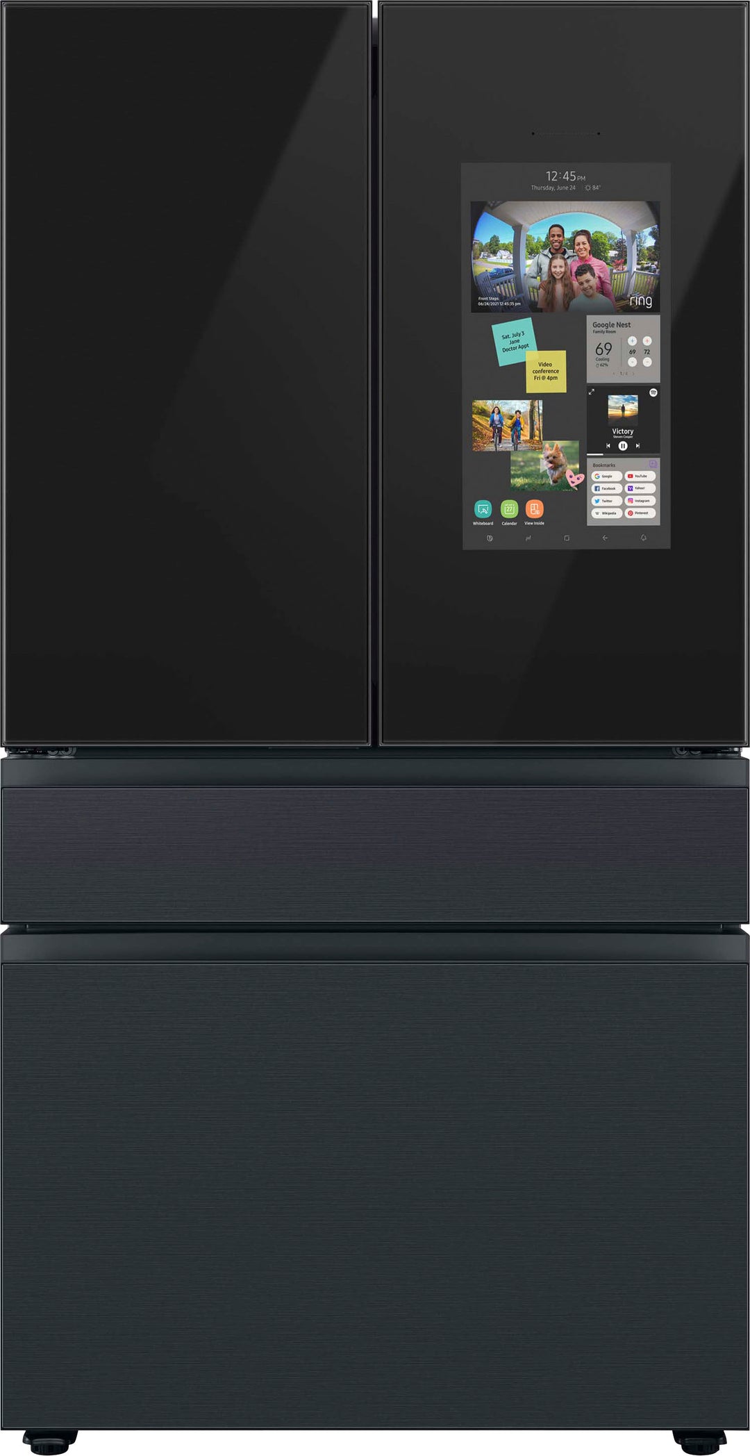 Samsung - 29 cu. ft. Bespoke 4-Door French Door Refrigerator with Family Hub - Matte black steel_0
