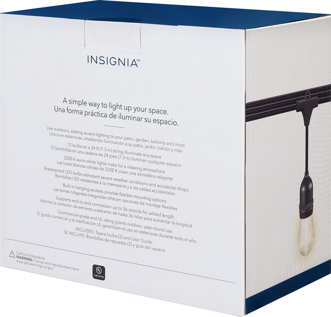 Insignia™ - 24 Ft. Outdoor String Lights - White_3