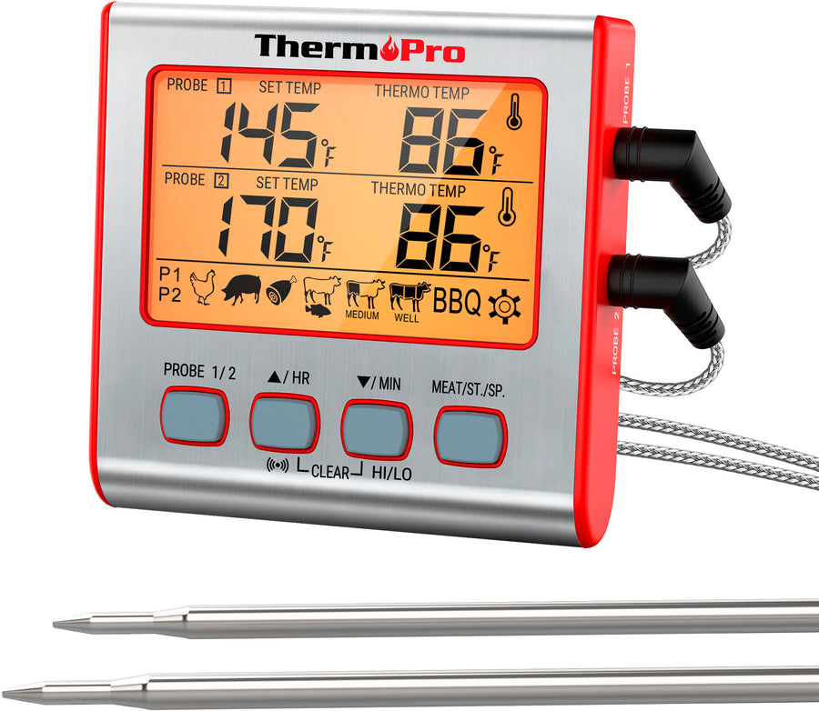 ThermoPro - Dual Probe Digital Cooking Meat Thermometer - Red_0
