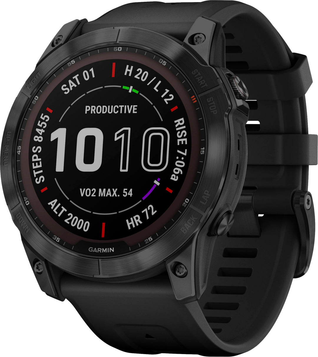 Garmin - fēnix 7X  Sapphire Solar GPS Smartwatch 51 mm Fiber-reinforced polymer - Black DLC Titanium_2