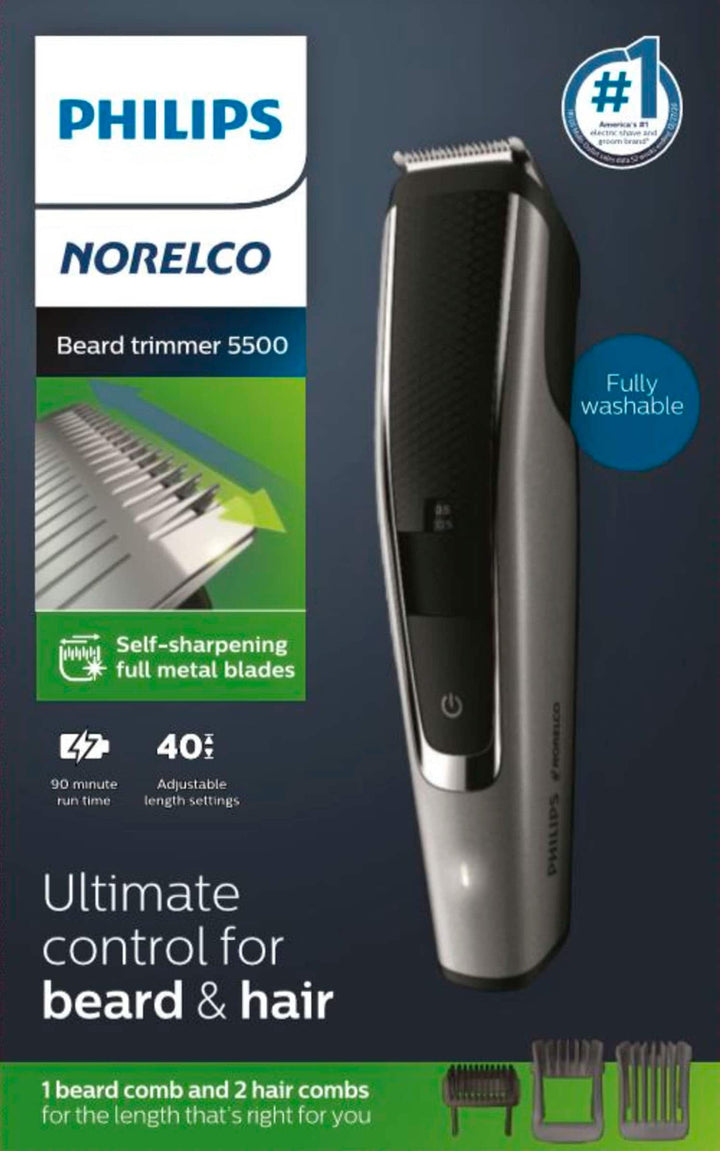 Philips Norelco Beard Trimmer and Hair Clipper Series 5000, BT5502/40 - Black And Silver_2