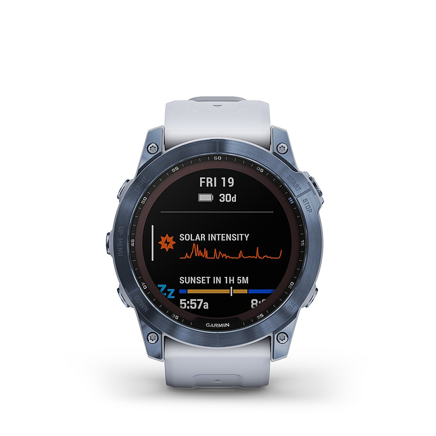 Garmin - fēnix 7X  Sapphire Solar GPS Smartwatch 51 mm Fiber-reinforced polymer - Mineral Blue DLC Titanium_0