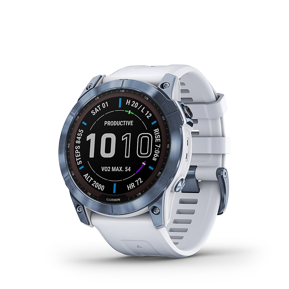 Garmin - fēnix 7X  Sapphire Solar GPS Smartwatch 51 mm Fiber-reinforced polymer - Mineral Blue DLC Titanium_2