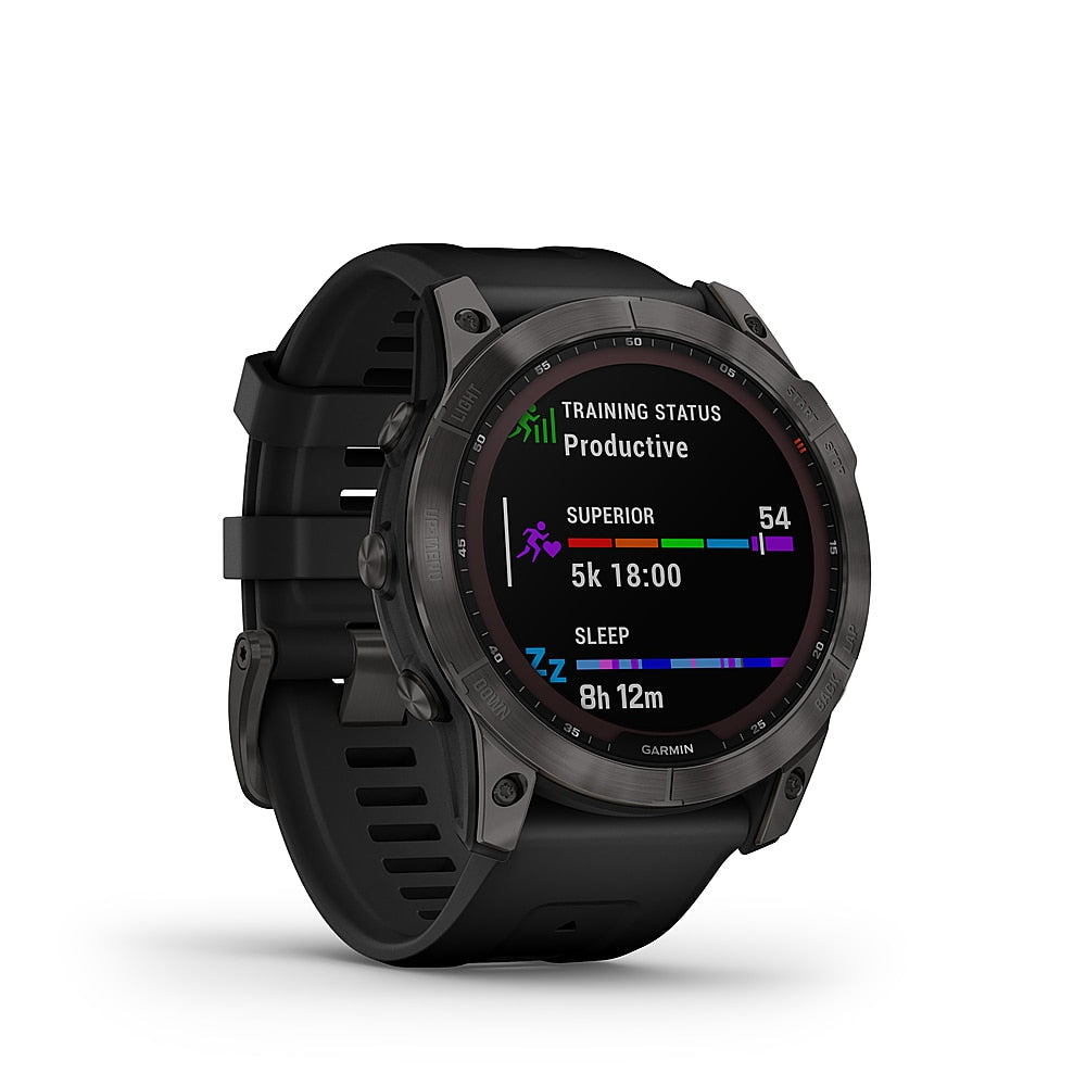 Garmin - fēnix 7X  Sapphire Solar GPS Smartwatch 51 mm Fiber-reinforced polymer - Carbon Gray DLC Titanium_1