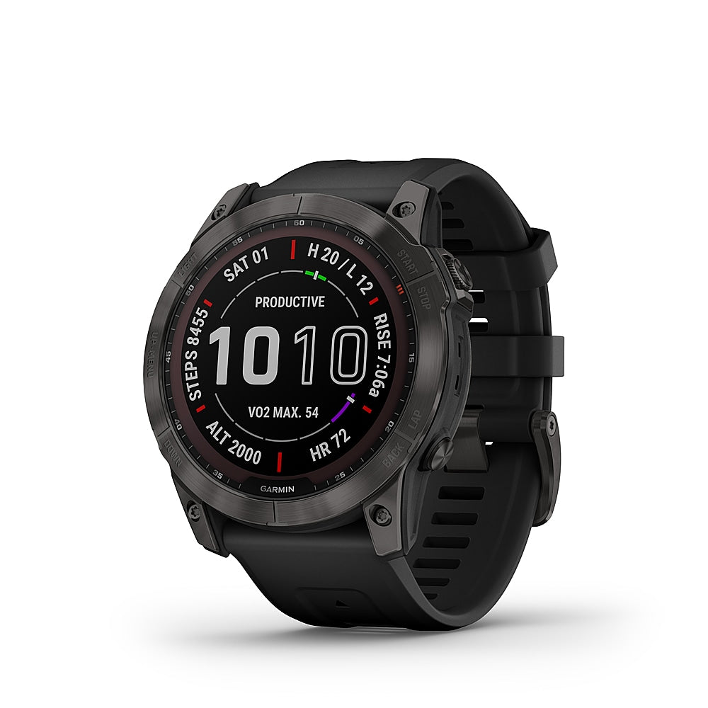 Garmin - fēnix 7X  Sapphire Solar GPS Smartwatch 51 mm Fiber-reinforced polymer - Carbon Gray DLC Titanium_2
