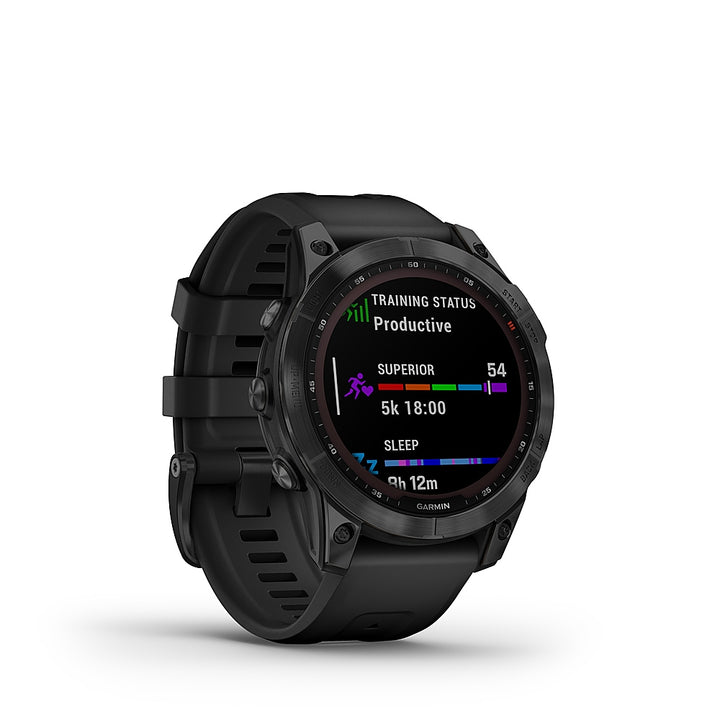 Garmin - fēnix 7 Sapphire Solar GPS Smartwatch 47 mm Fiber-reinforced polymer - Black DLC Titanium_1
