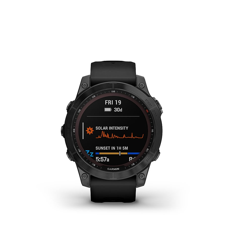 Garmin - fēnix 7 Sapphire Solar GPS Smartwatch 47 mm Fiber-reinforced polymer - Black DLC Titanium_0