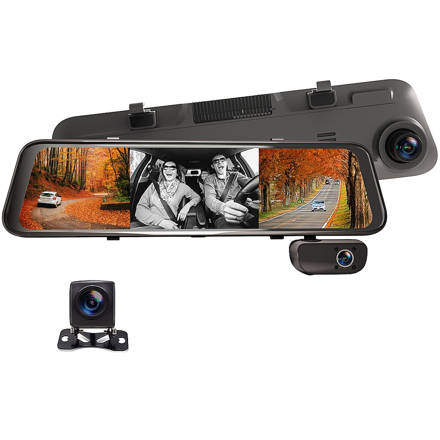 Rexing - M3 1080p 3-Channel Mirror Dash Cam with Smart BSD GPS - Black_0