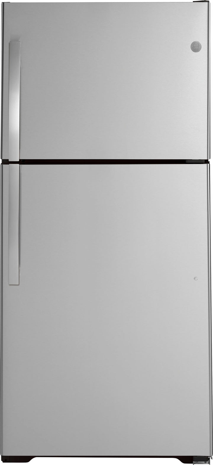 GE - 21.9 Cu. Ft. Garage-Ready Top-Freezer Refrigerator - Stainless steel_0