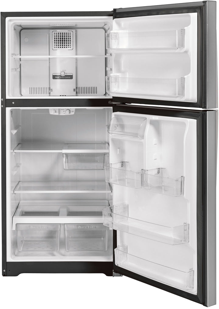 GE - 21.9 Cu. Ft. Garage-Ready Top-Freezer Refrigerator - Stainless steel_9