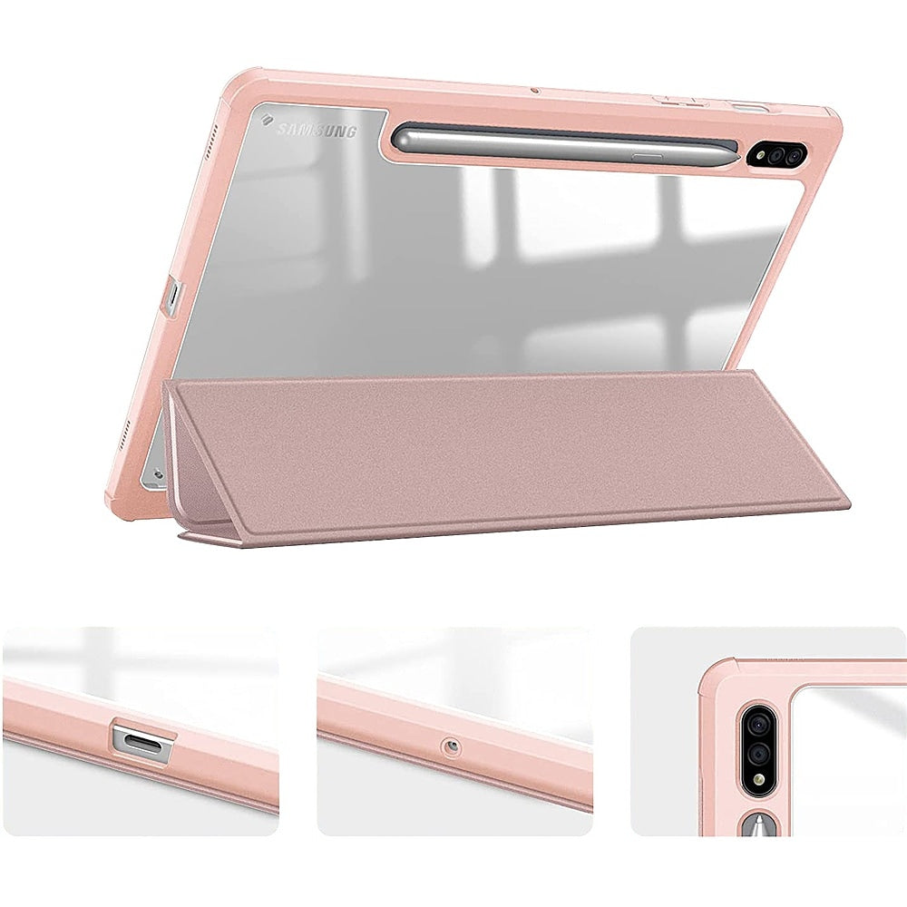 SaharaCase - Folio Case for Samsung Galaxy Tab S8 - Clear/Pink_3