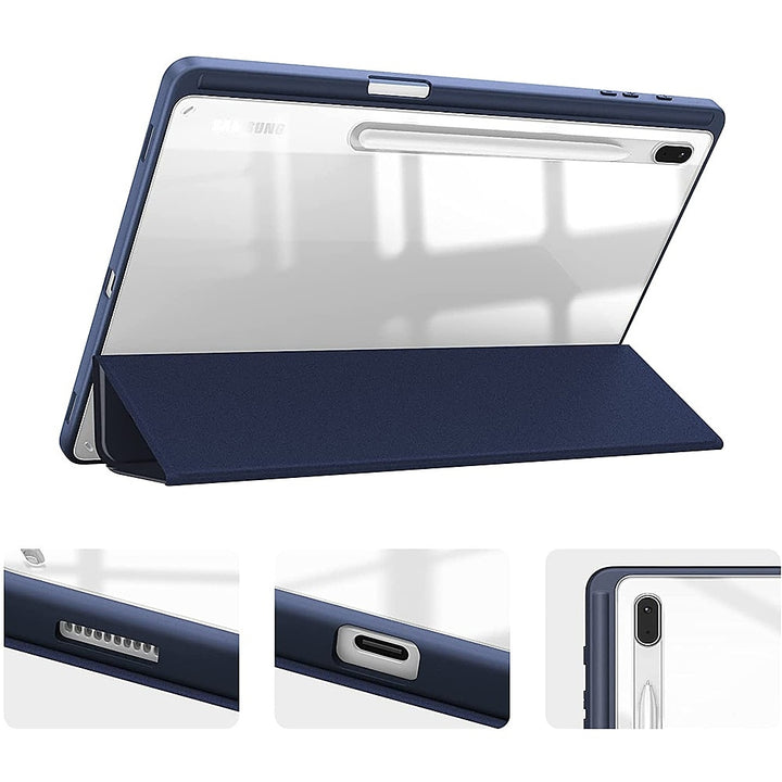 SaharaCase - Folio Case for Samsung Galaxy Tab S8+ and Tab S7 FE - Clear/Navy Blue_6