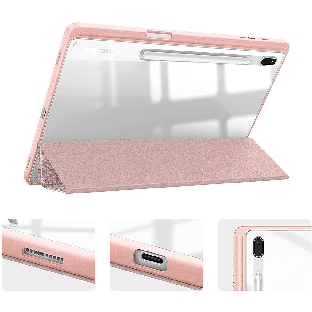 SaharaCase - Folio Case for Samsung Galaxy Tab S8+ and Tab S7 FE - Clear/Pink_3