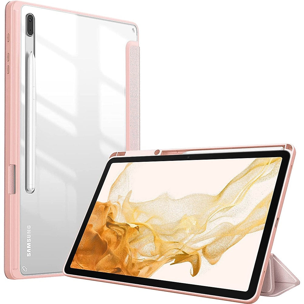 SaharaCase - Folio Case for Samsung Galaxy Tab S8+ and Tab S7 FE - Clear/Pink_1