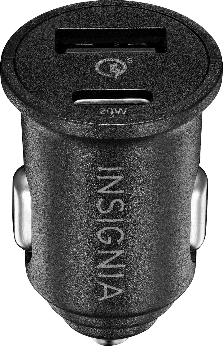 Insignia™ - 20W Vehicle Charger with 1 USB-C and 1 USB Port - Black_0