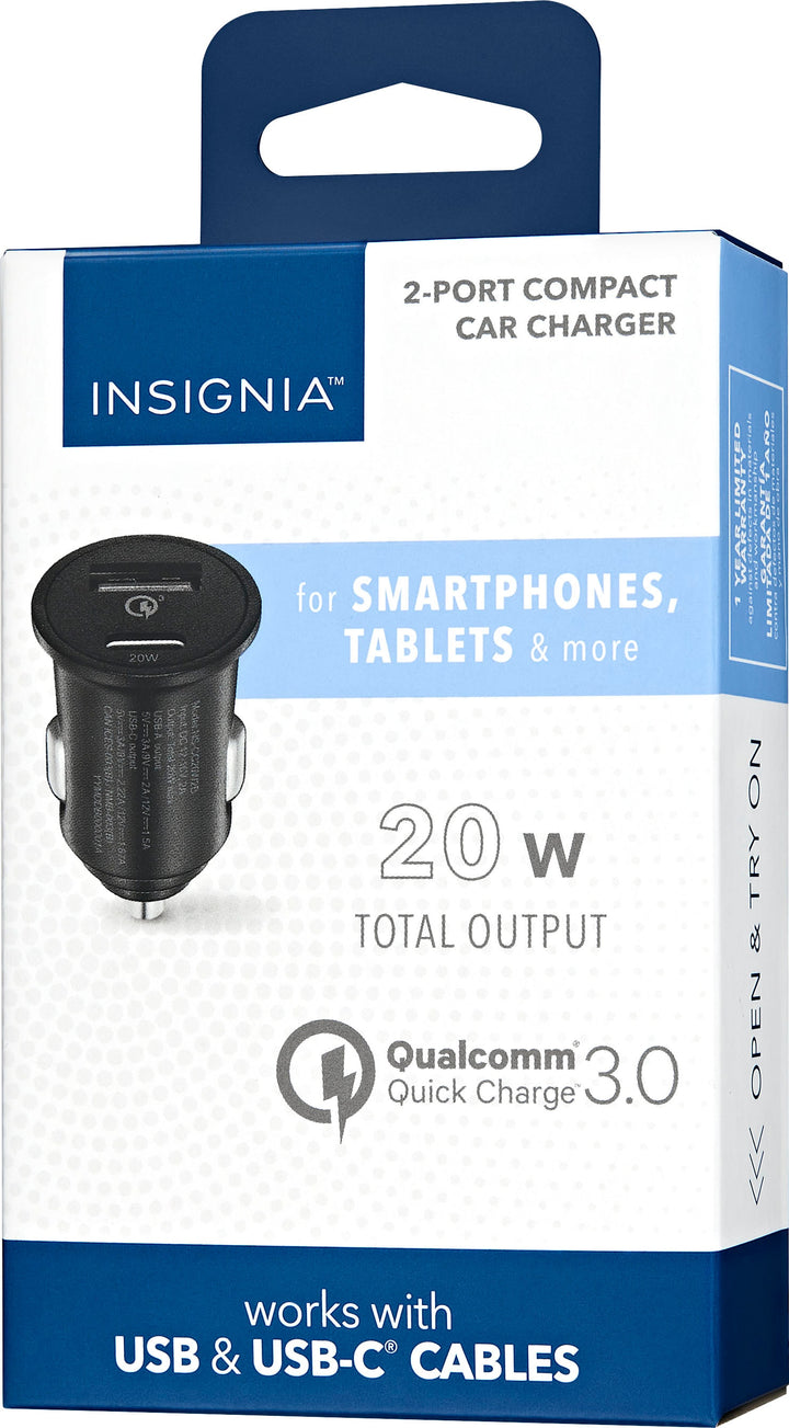 Insignia™ - 20W Vehicle Charger with 1 USB-C and 1 USB Port - Black_4
