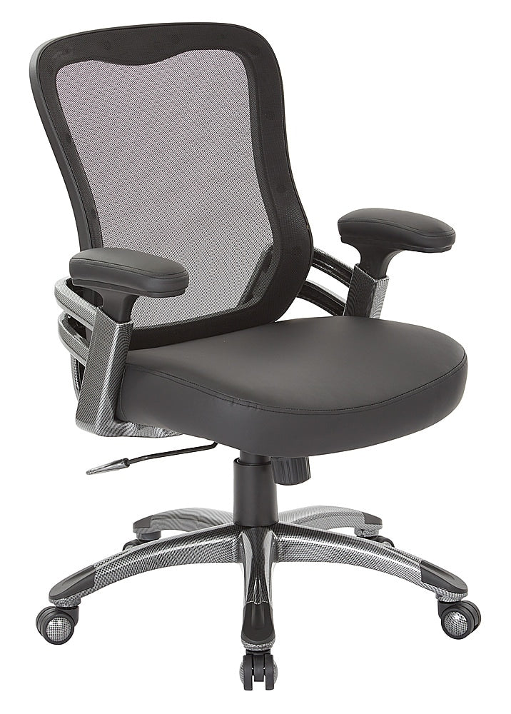 OSP Home Furnishings - Mesh Back Manager’s Chair with Faux Leather - Black_1