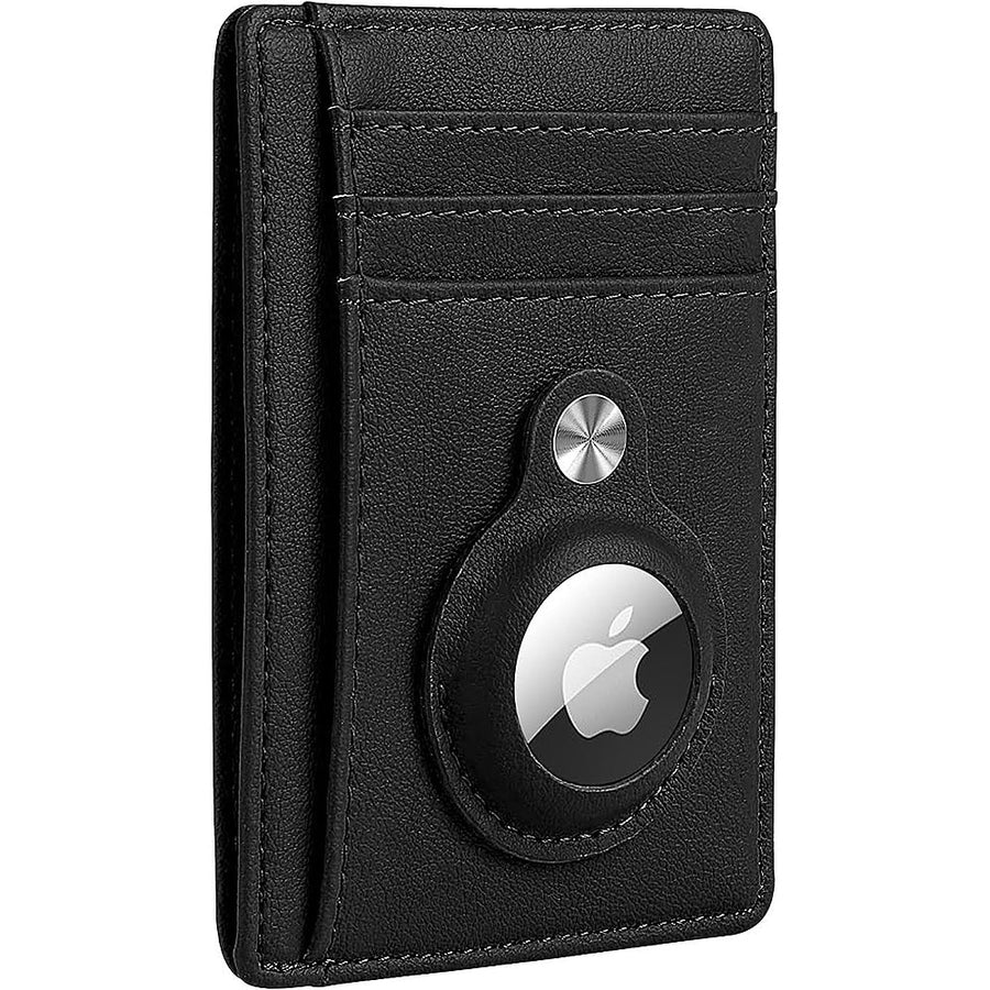SaharaCase - Slim Genuine Leather Wallet Case for Apple AirTag - Black_0