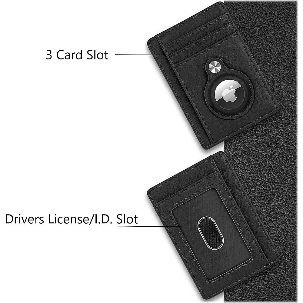 SaharaCase - Slim Genuine Leather Wallet Case for Apple AirTag - Black_4