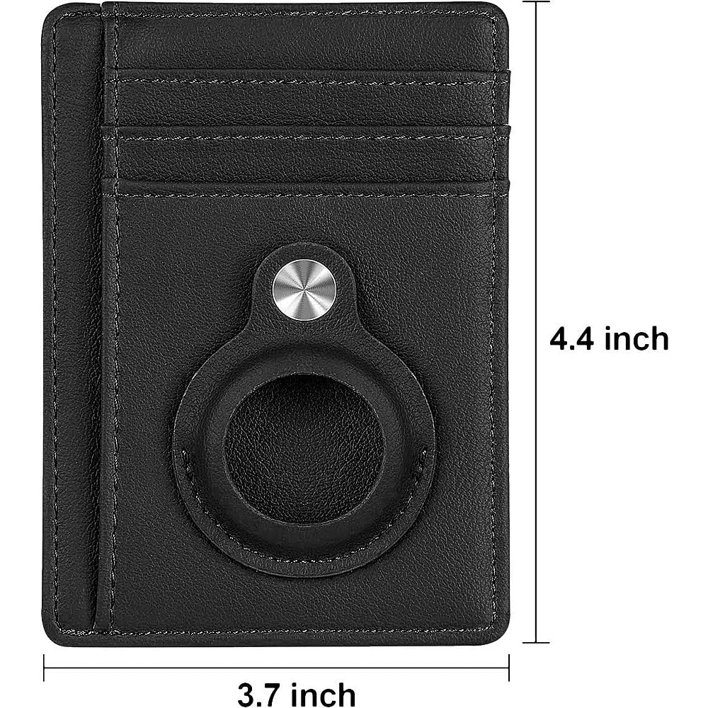 SaharaCase - Slim Genuine Leather Wallet Case for Apple AirTag - Black_3