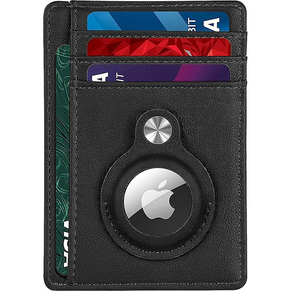 SaharaCase - Slim Genuine Leather Wallet Case for Apple AirTag - Black_2