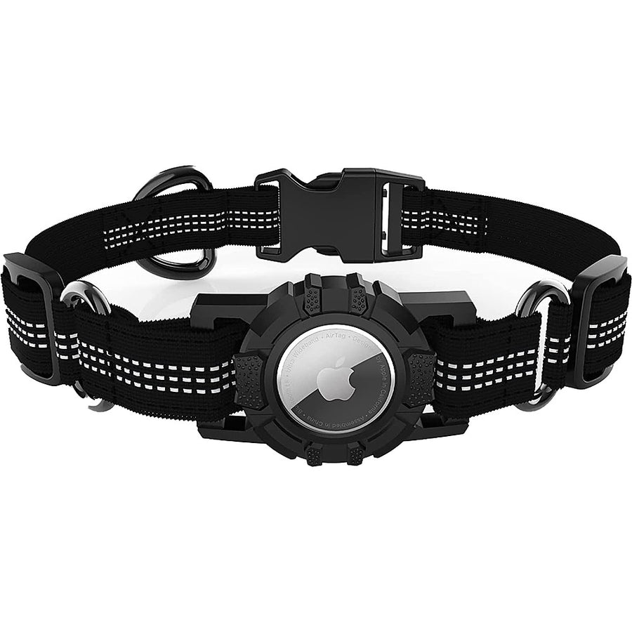 SaharaCase - Adjustable Nylon Collar Case for Apple AirTag (Medium Dogs) - Black_0