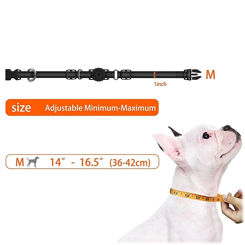 SaharaCase - Adjustable Nylon Collar Case for Apple AirTag (Medium Dogs) - Black_1