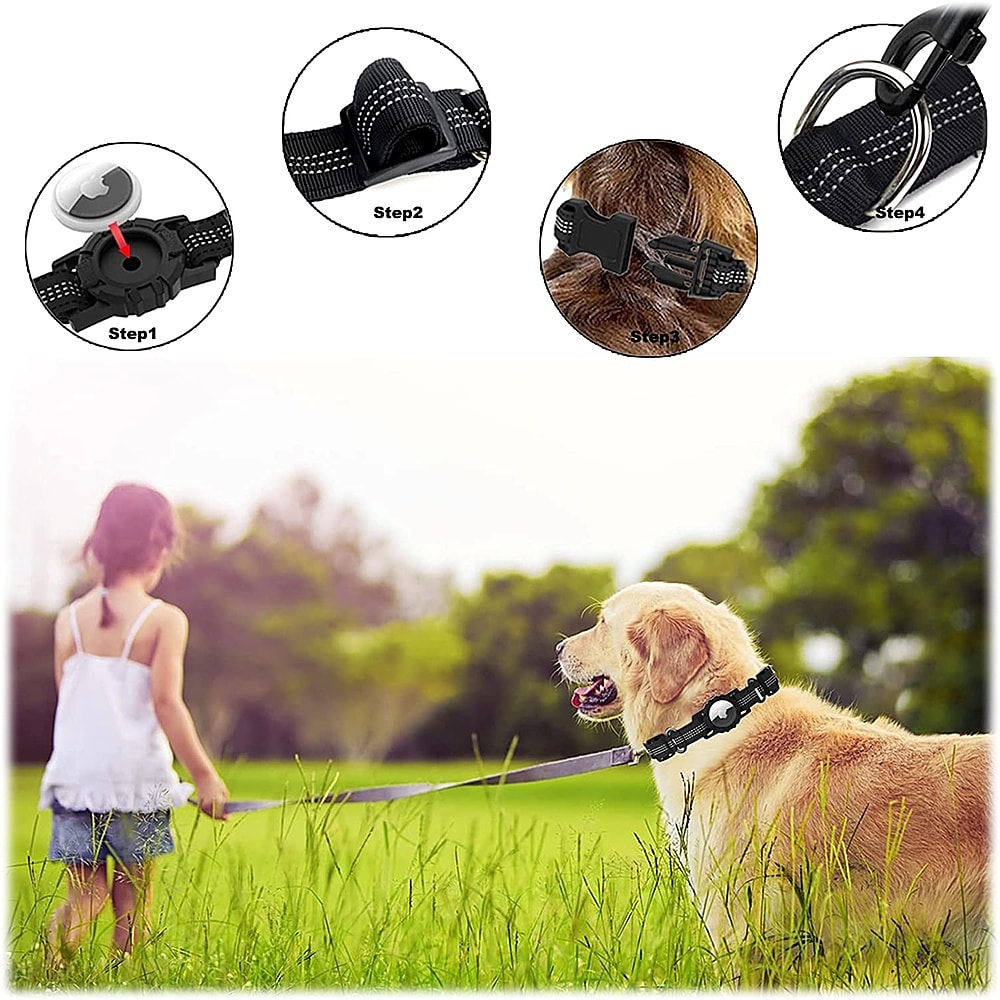 SaharaCase - Adjustable Nylon Collar Case for Apple AirTag (Large Dogs) - Black_4